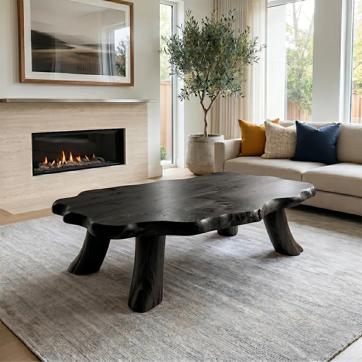 Live Edge Solid Wood Coffee Table for Modern Living Rooms TH003-8182