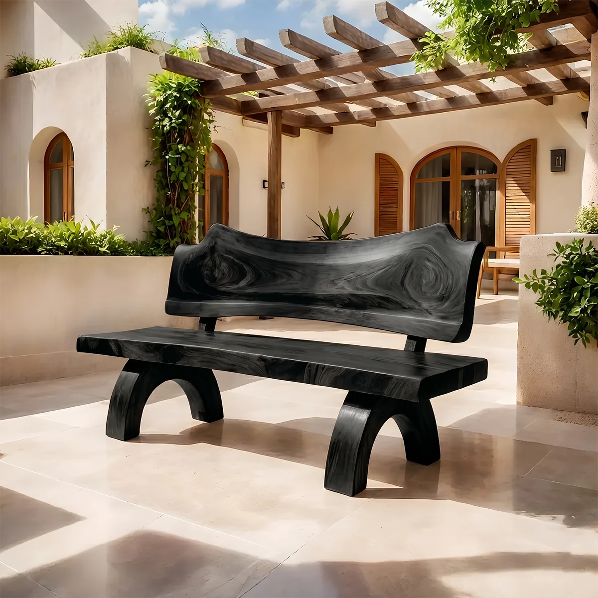 Organic Solid Wood Bench | Handcrafted Modern Wooden Garden & Entryway Bench TT006-6651