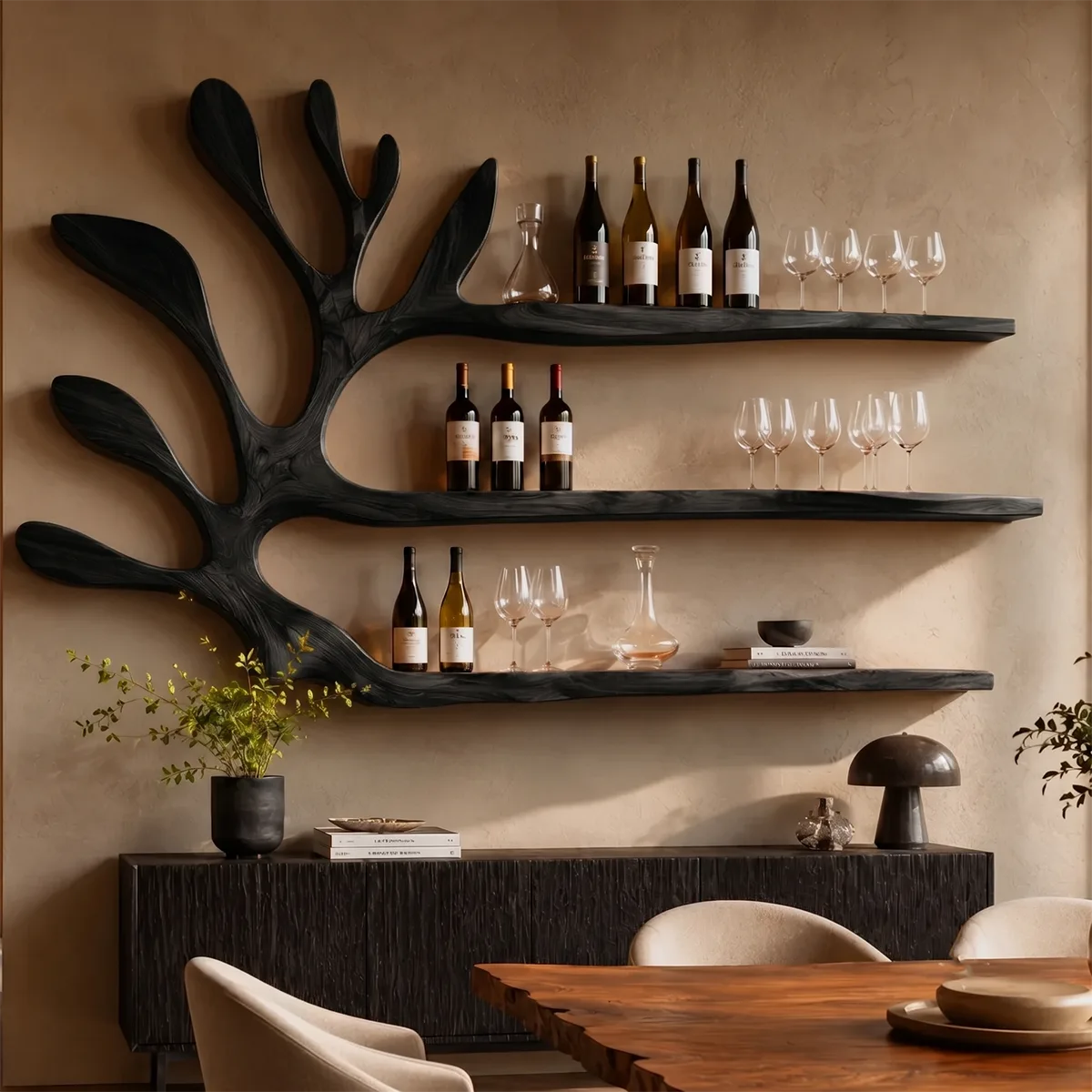 Modern Solid Wood Wall Wine Rack for Dining Rooms, Home Bars & Wine Lovers TT006-4995