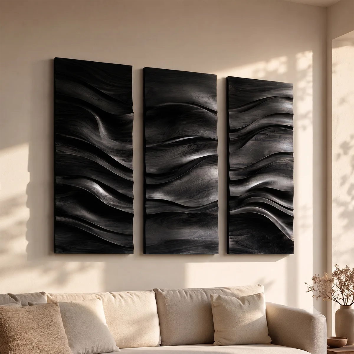 Abstract Wave Wood Wall Art | Vertical Wooden Wall Decor for Living Room, Bedroom & Office TT006-9850