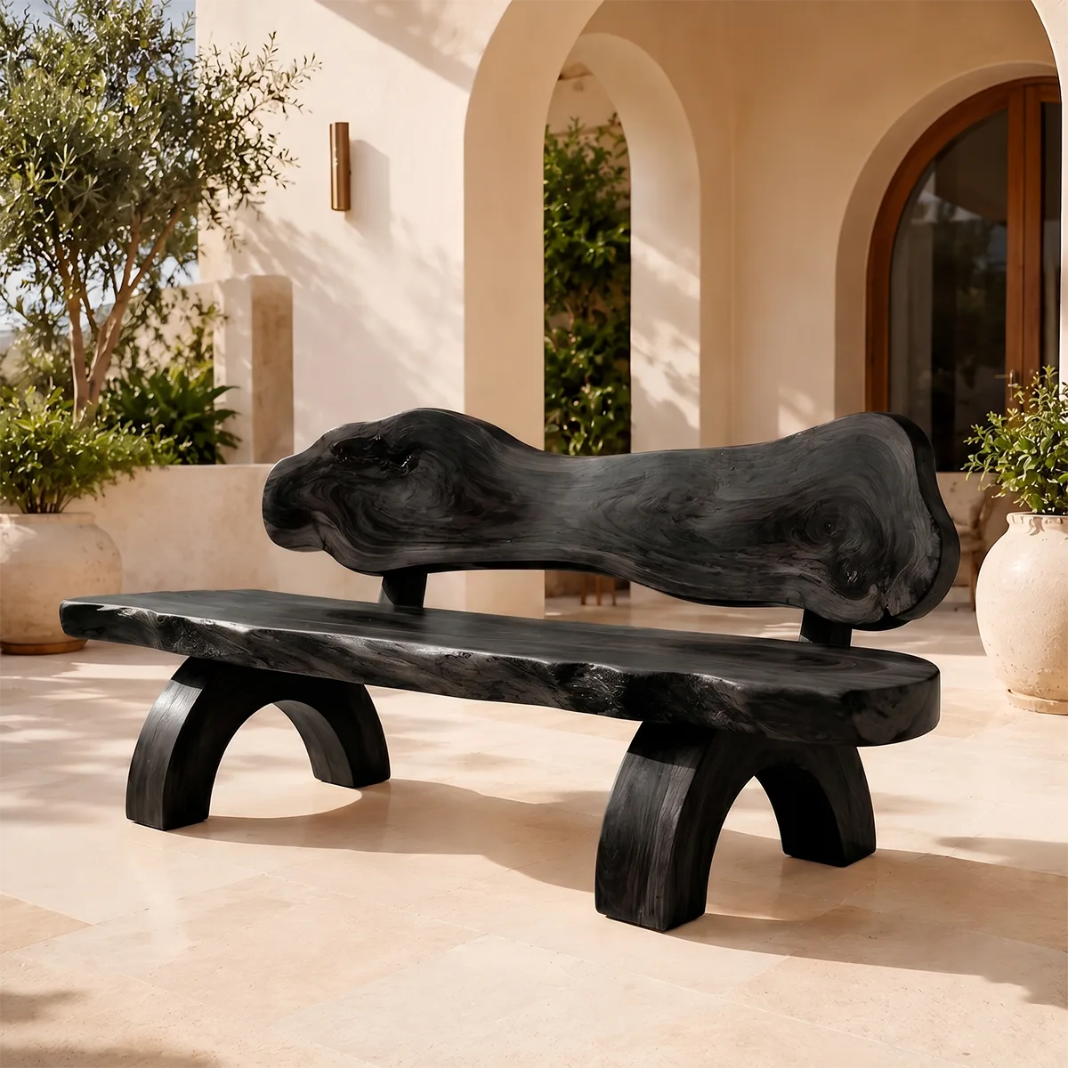 Live Edge Solid Wood Bench | Handcrafted Organic Wooden Garden & Entryway Bench TT006-4574