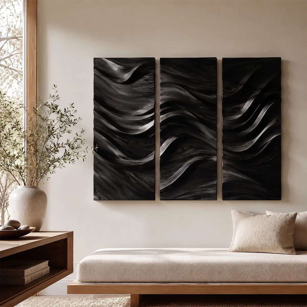 Abstract Wave Wood Wall Art | Vertical Wooden Wall Decor for Living Room, Bedroom & Office TT006-2055