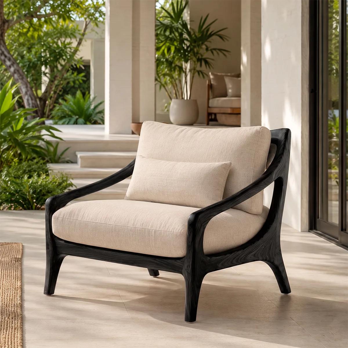 Solid Wood Lounge Chair | Handcrafted Mid-Century Modern Wooden Accent Chair TT006-6057