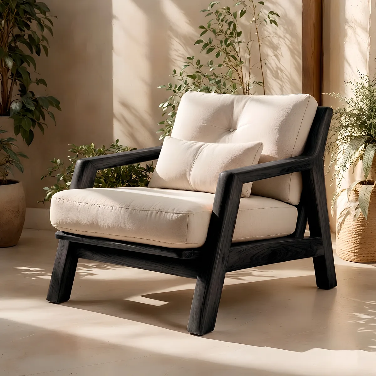Solid Wood Lounge Chair | Modern Wooden Accent Chair for Living Room TT006-1283