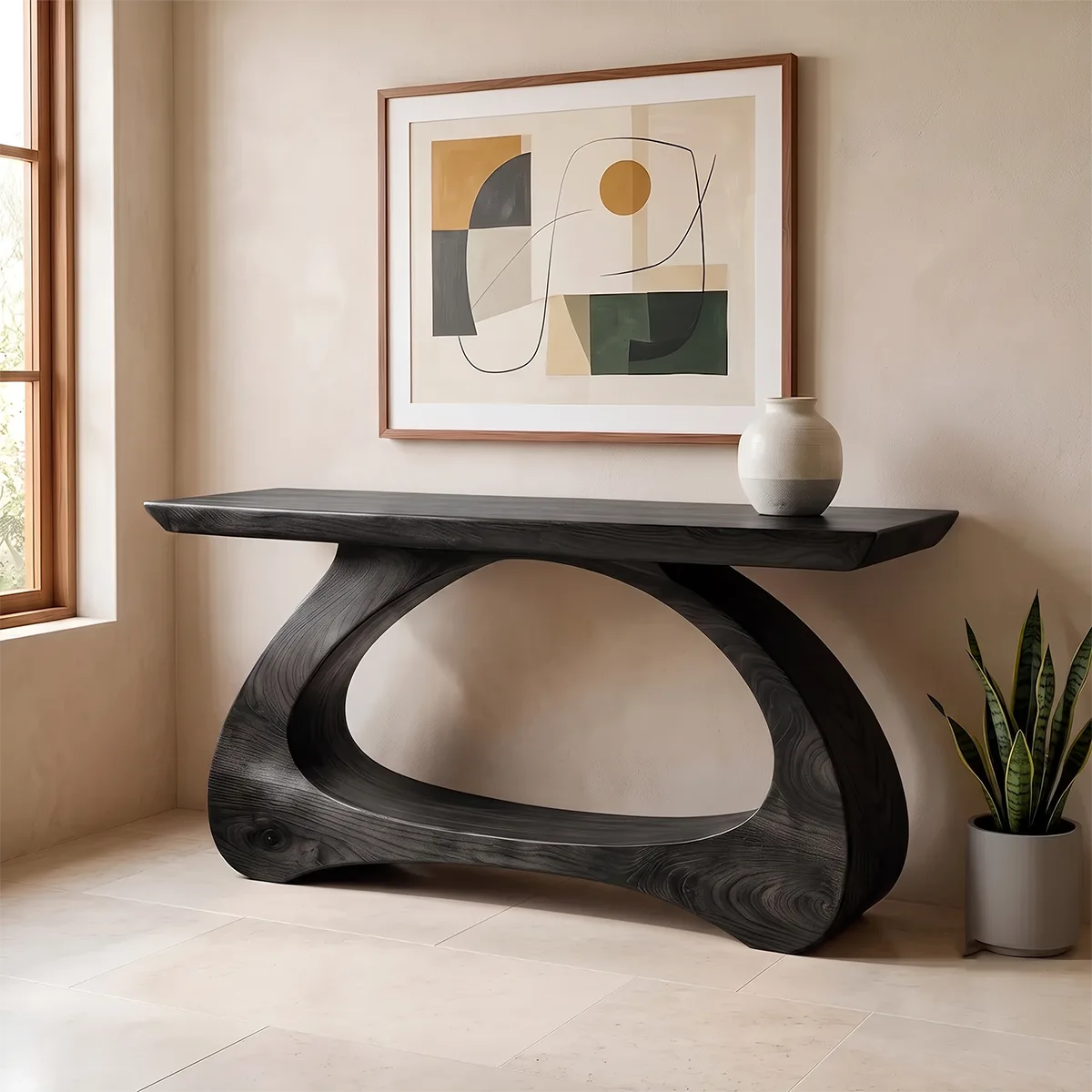 Modern Organic Console Table | Sculptural Entryway Hallway Sofa Table TH003-2093