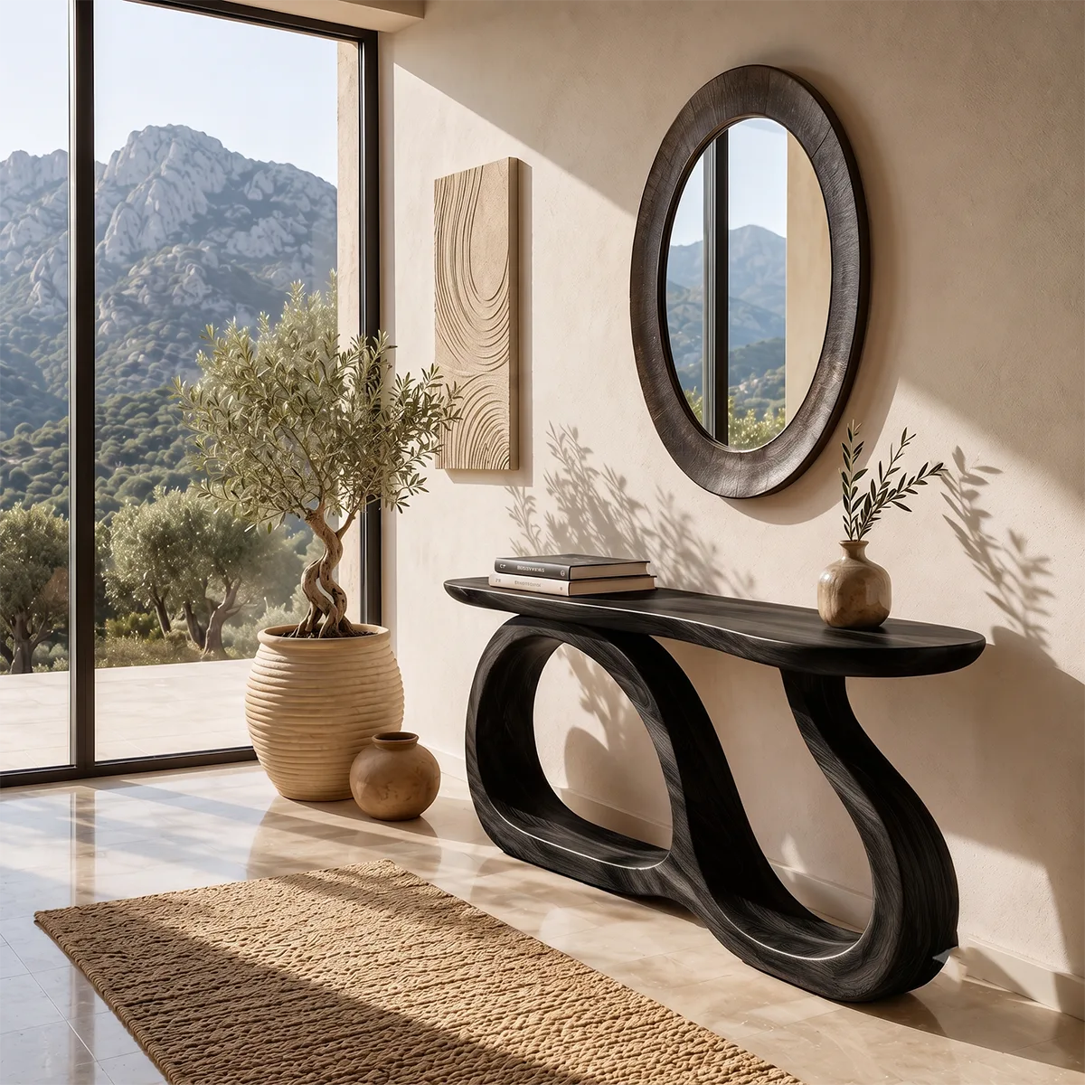 Modern Sculptural Console Table – Organic Contemporary Entryway Table TT006-3854
