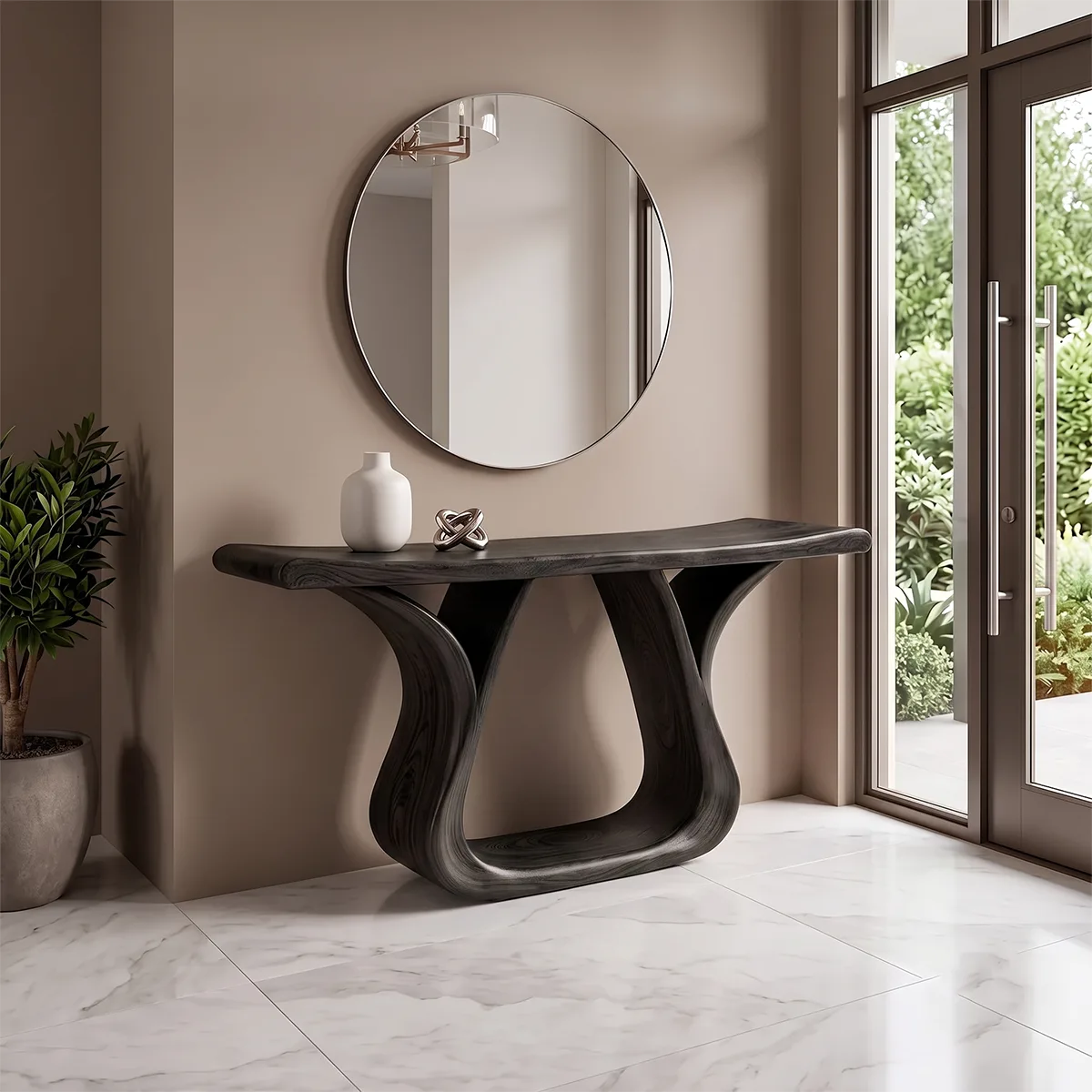 Modern Sculptural Console Table – Curved Entryway Table for Contemporary Homes TH003-9998