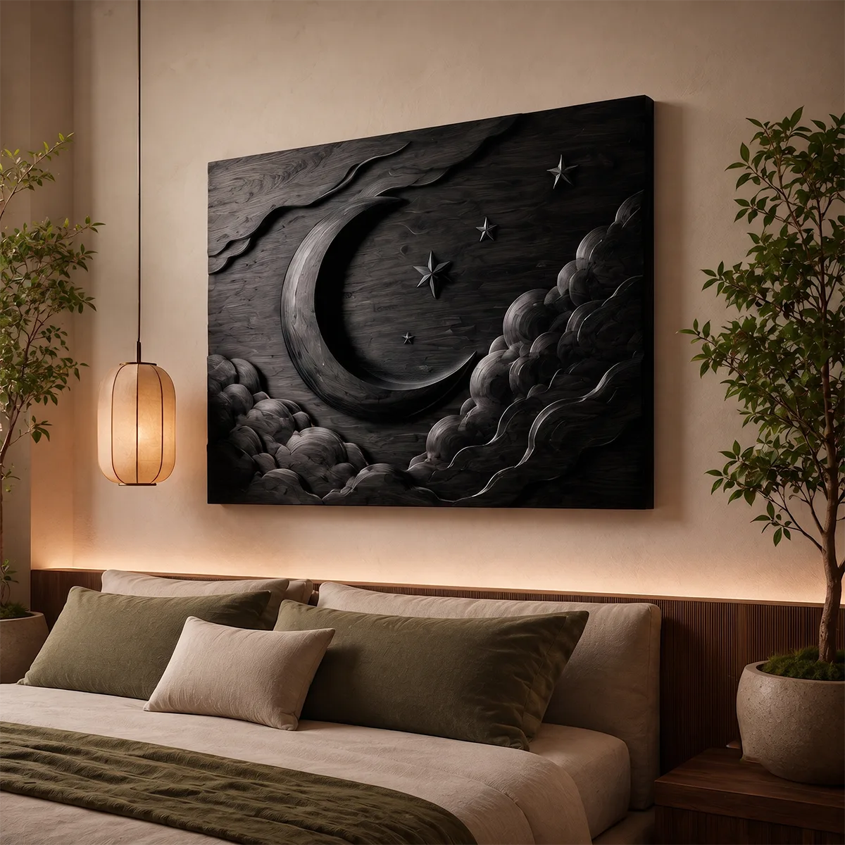 Celestial Moon Wood Wall Art | Crescent Moon Wooden Wall Decor for Bedroom, Nursery & Living Room TT006-8601