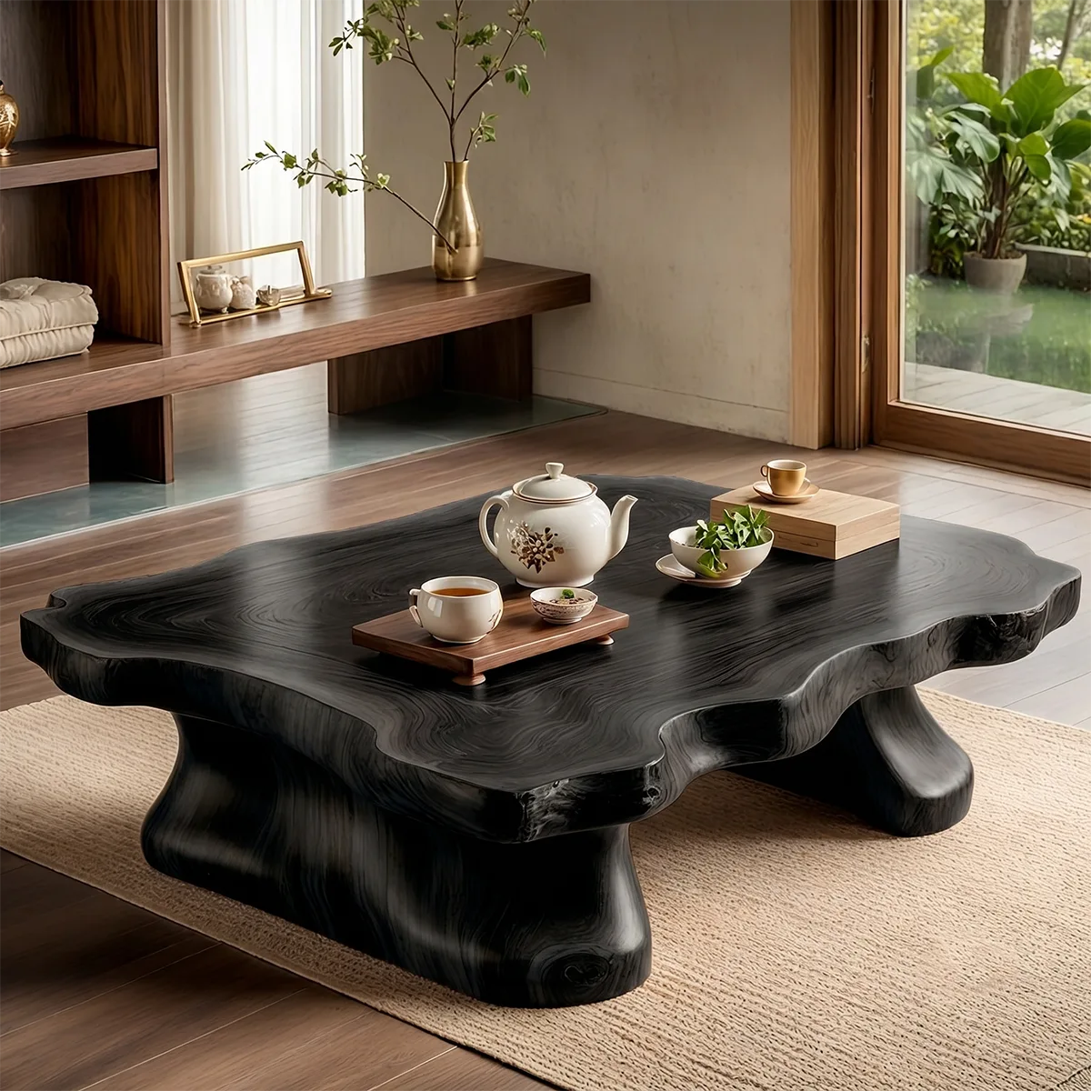 Handcrafted Solid Wood Live Edge Coffee Table with Curved Legs TT006-6953