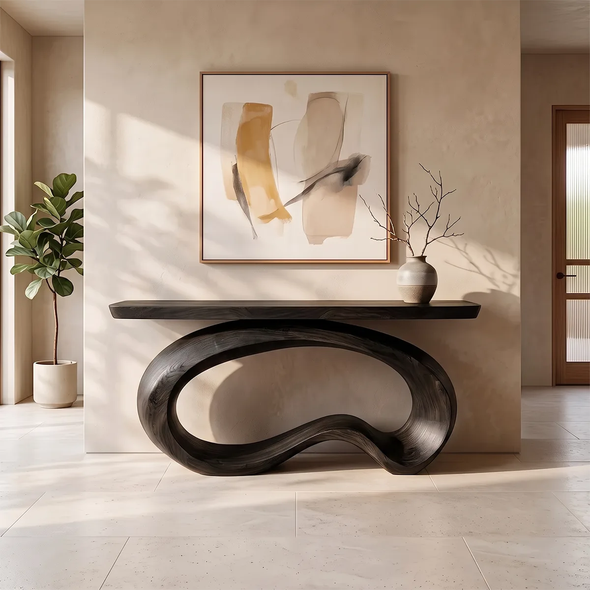 Modern Organic Console Table | Sculptural Entryway Hallway Accent Table TH003-5428