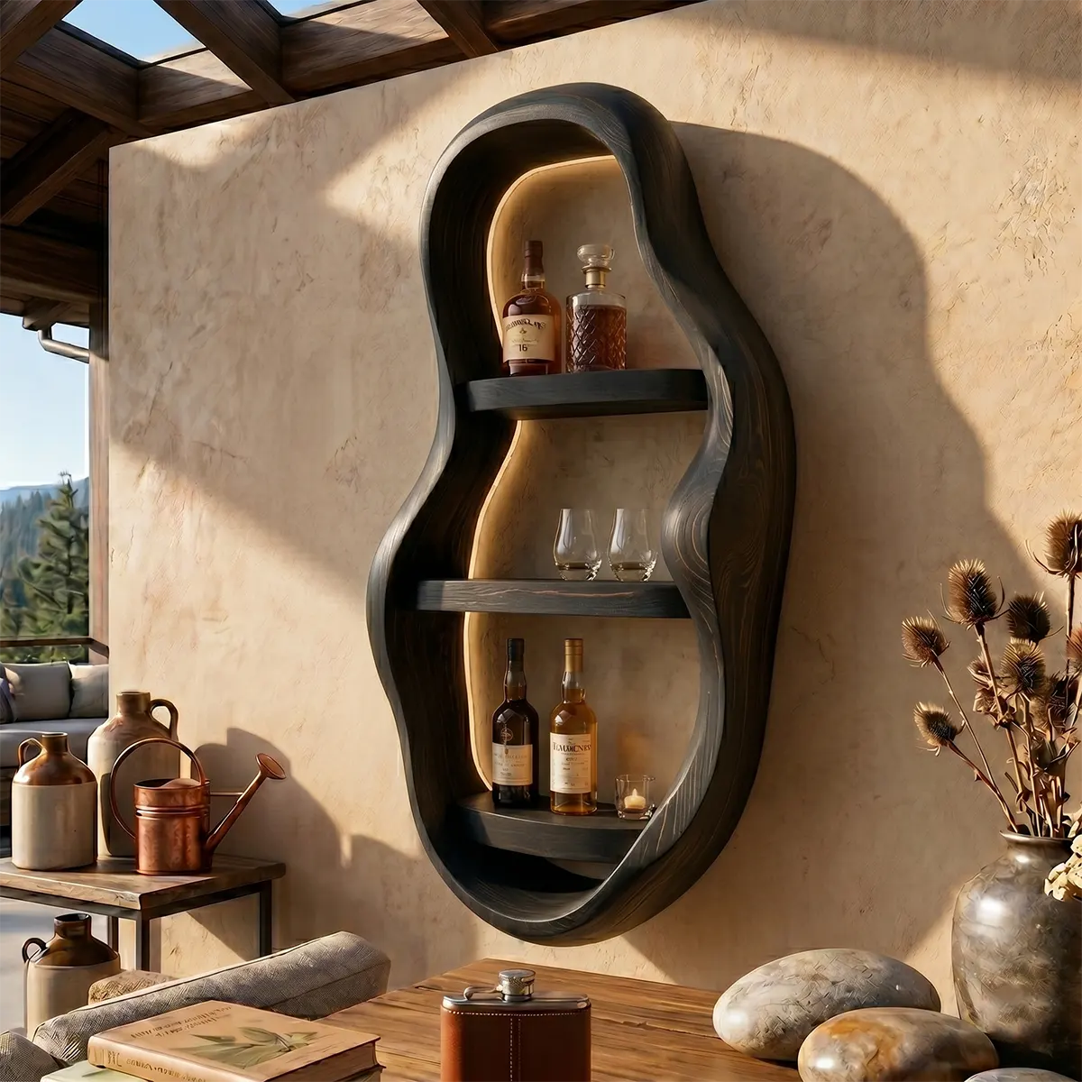 Vertical Organic Solid Wood Wall Wine Holder for Home Bars, Dining Rooms TT006-1344