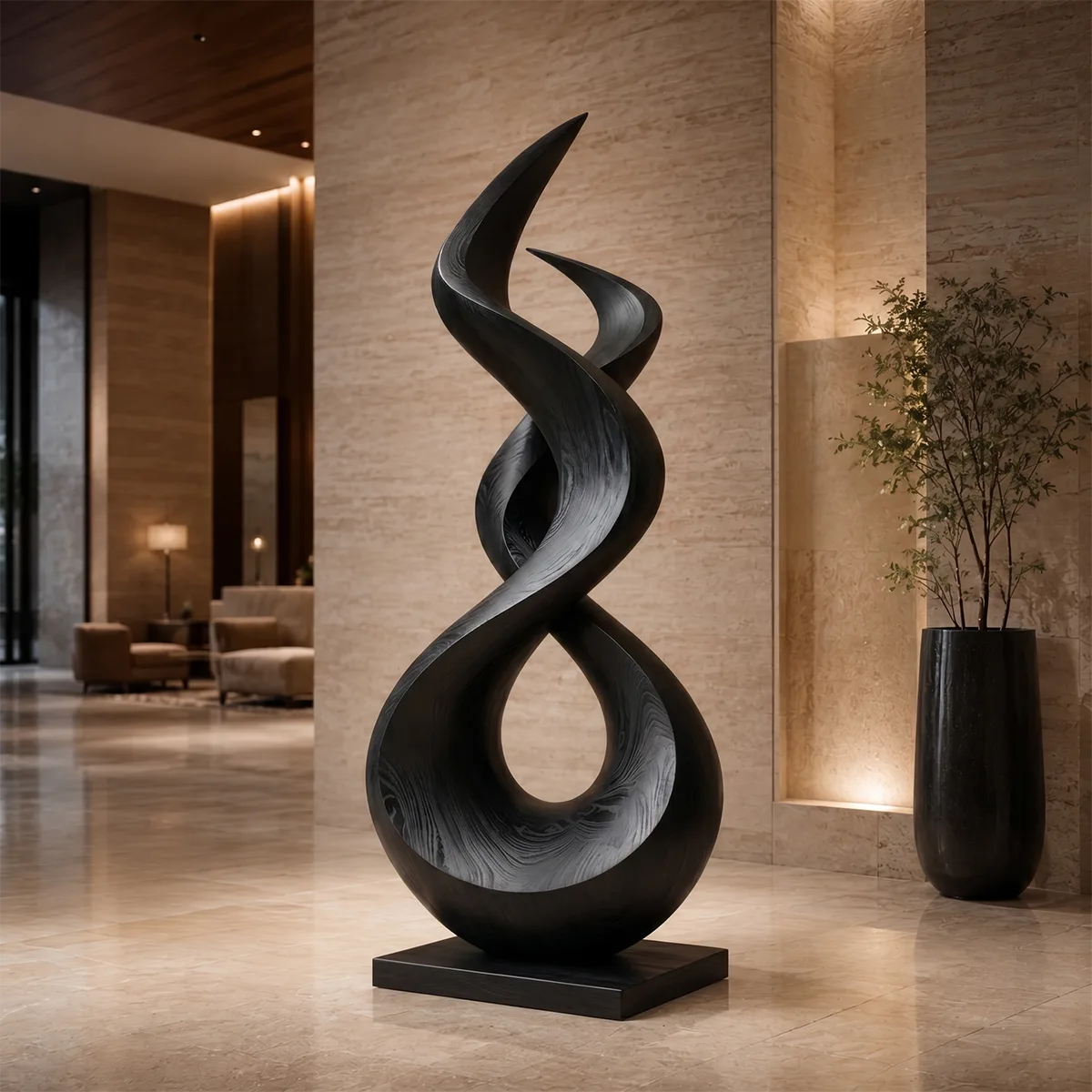 Handcrafted Solid Wood Abstract Floor Sculpture – Sculptural Organic Statement Art TT006-9830