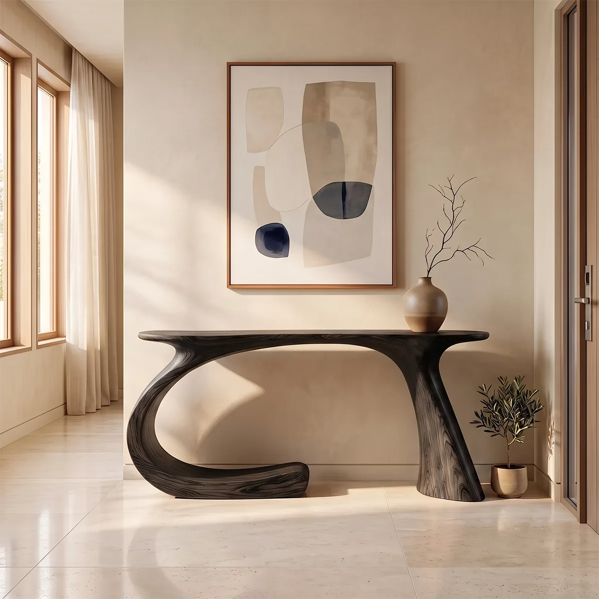Modern Organic Console Table | Sculptural Entryway Hallway Accent Table TH003-9208