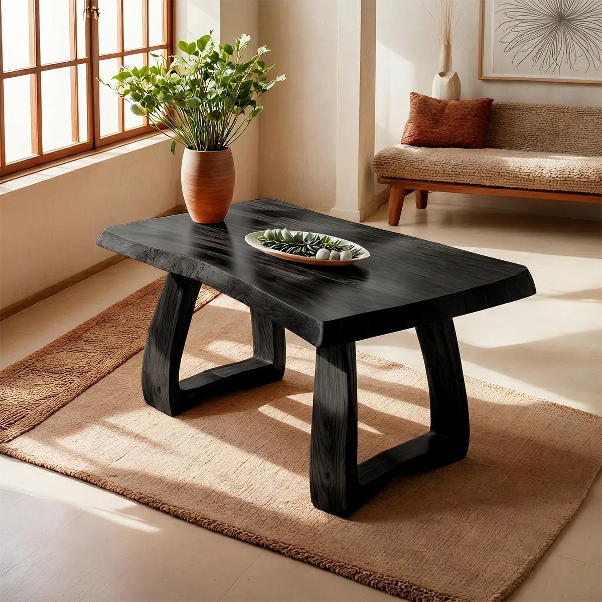 Handcrafted Solid Wood Coffee Table – Rustic Modern Living Room Center Table