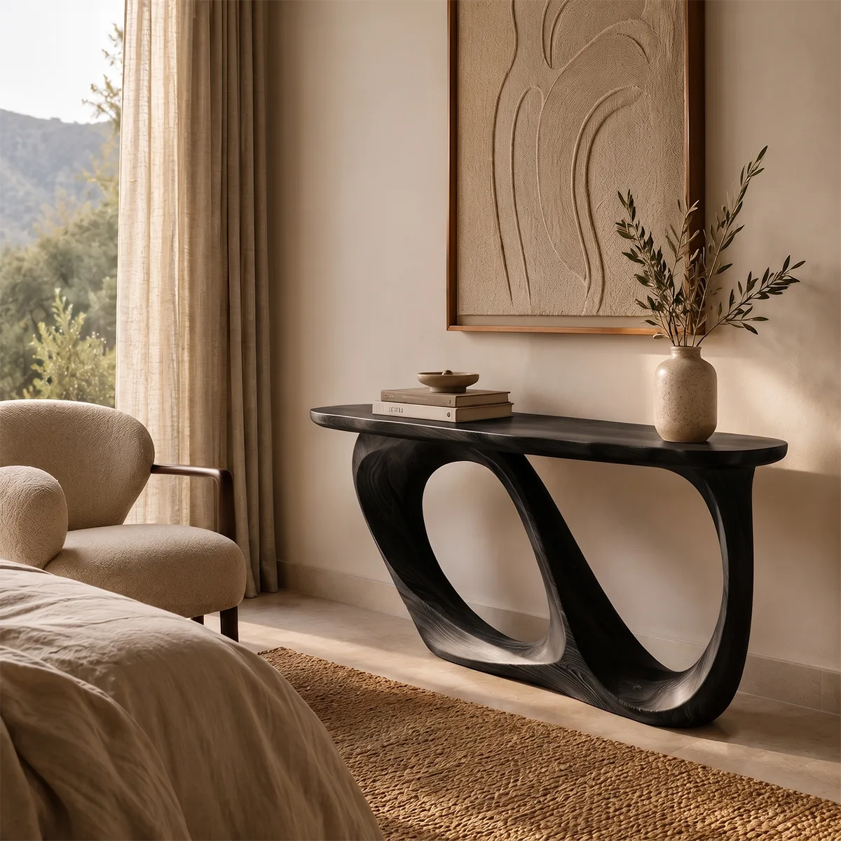 Modern Infinity Console Table – Sculptural Organic Contemporary Entryway Table TT006-8831