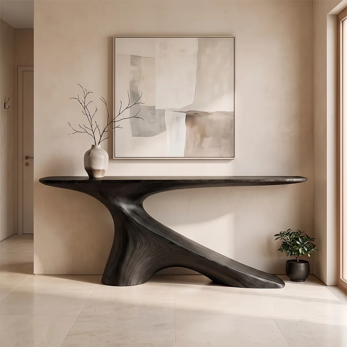 Modern Organic Console Table | Sculptural Entryway Hallway Accent Table TH003-5210