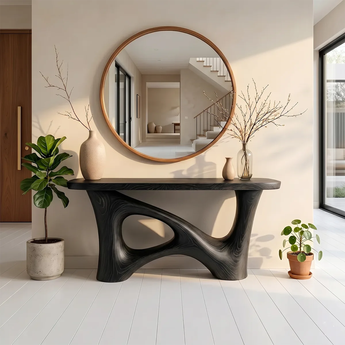 Organic Modern Wood Console Table | Sculptural Entryway Table