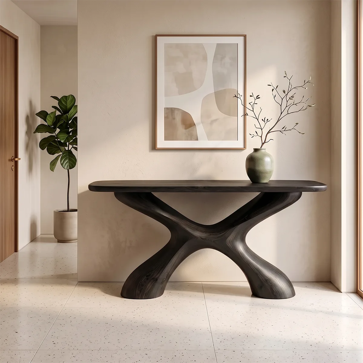 Modern Organic Console Table | Sculptural Entryway Hallway Accent Table TH003-7169