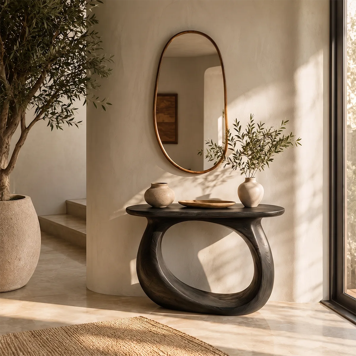 Modern Organic Console Table – Sculptural Contemporary Entryway Table TT006-1662