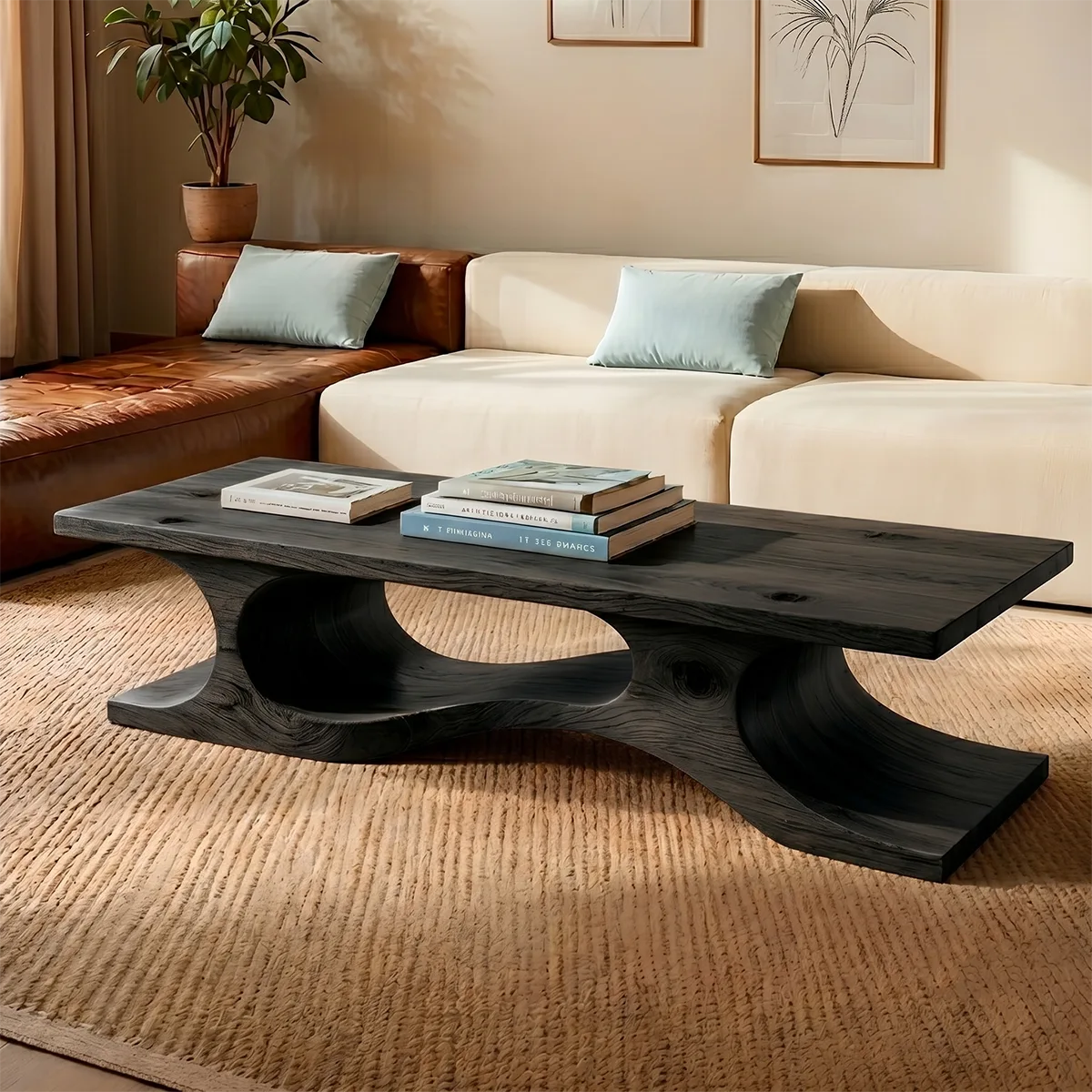 Sculptural Solid Wood Coffee Table – Handcrafted Modern Organic Center Table