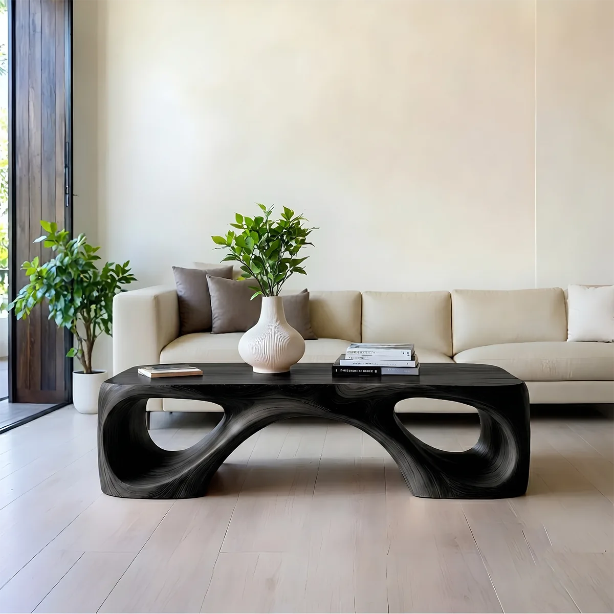Sculptural Solid Wood Coffee Table – Handcrafted Organic Modern Center Table