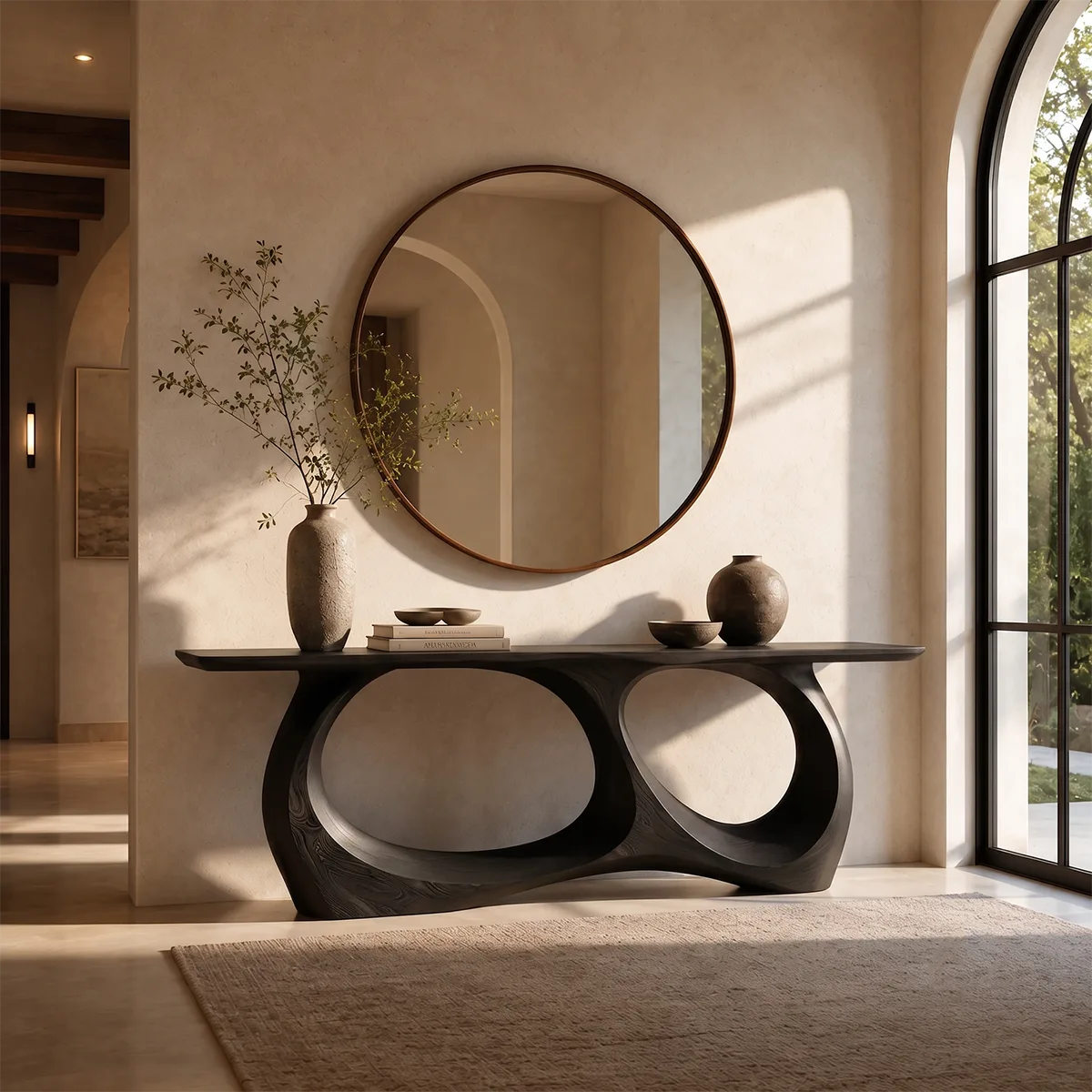 Modern Sculptural Console Table – Organic Contemporary Entryway Table TT006-5674