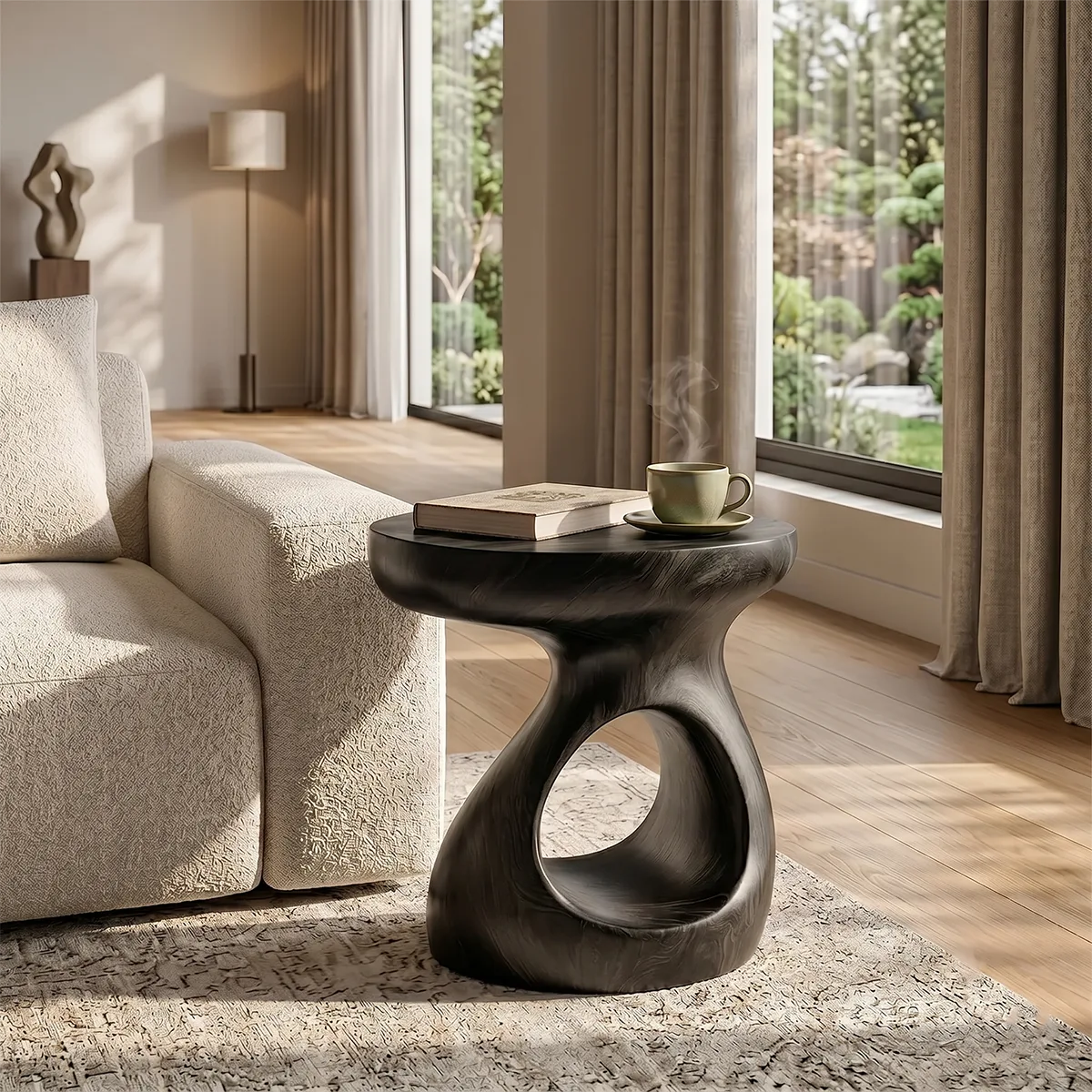 Organic Hourglass End Table with Sculptural Open-Center Design TH003-9772