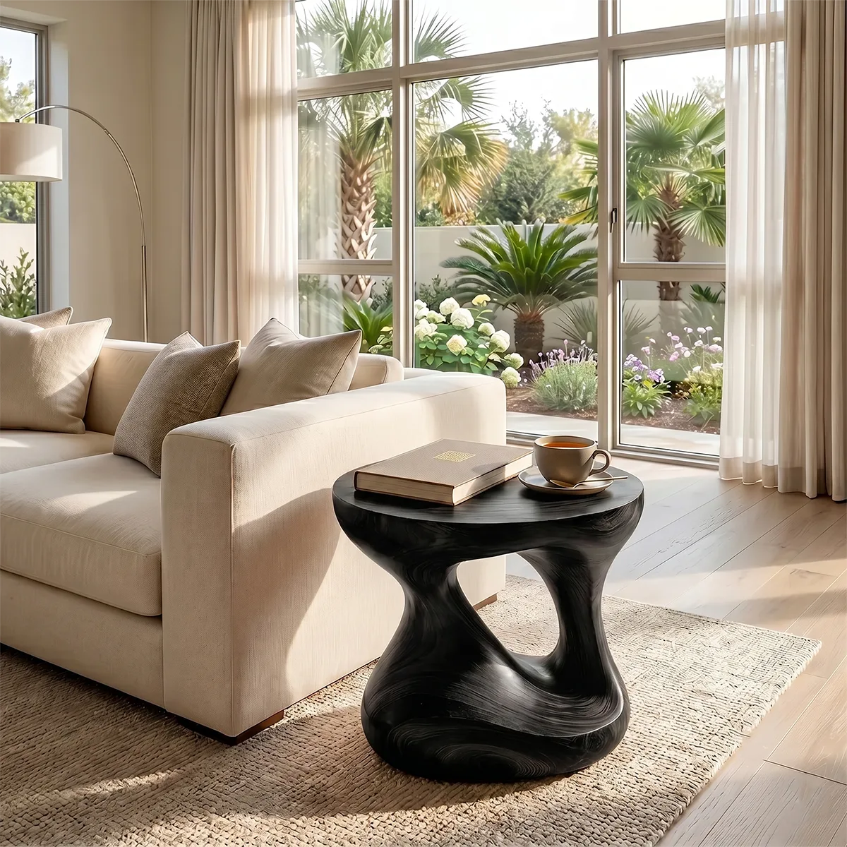 Organic Sculptural End Table with Fluid Open-Center Design TH003-2907