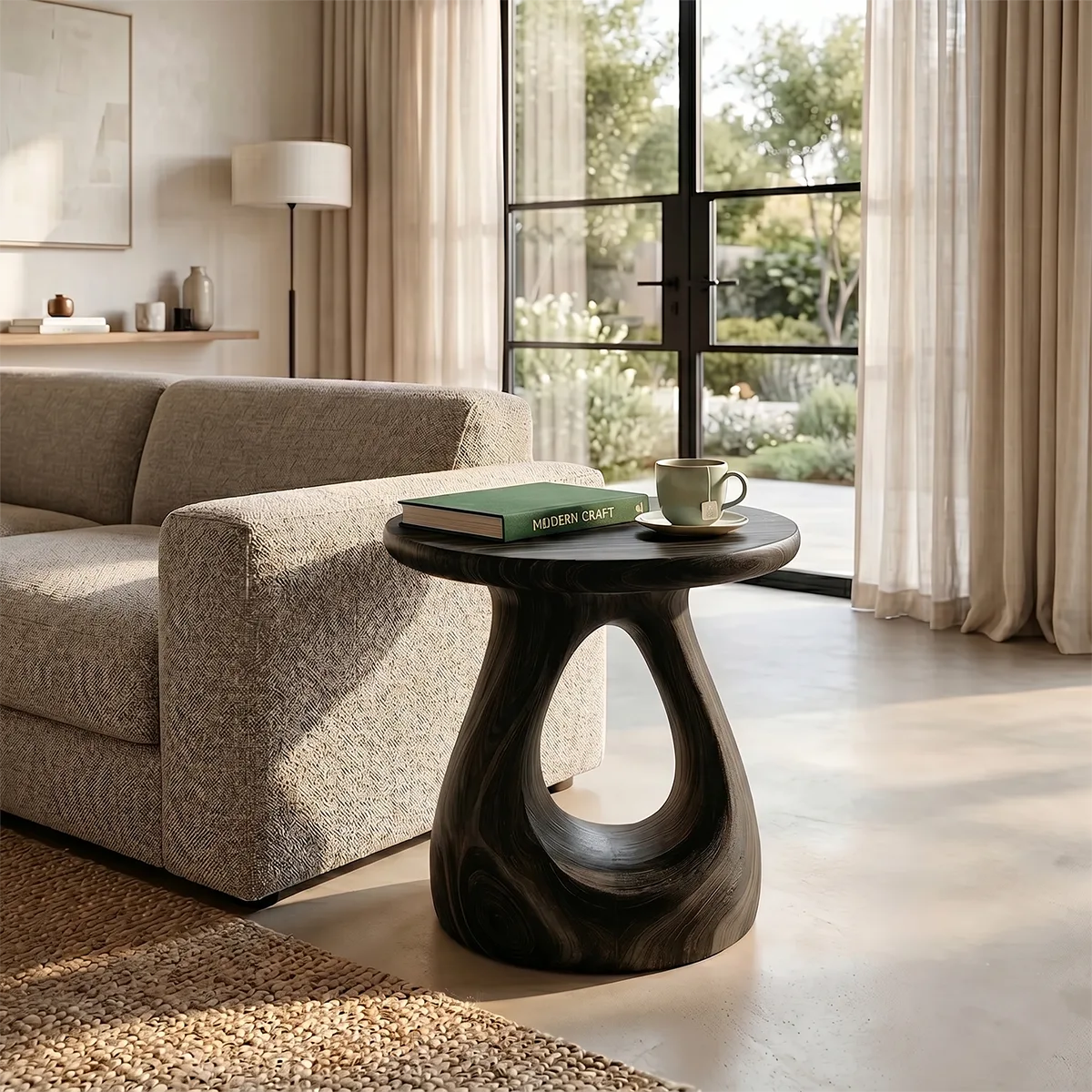 Modern Sculptural End Table with Open Hollow Base TH003-8617