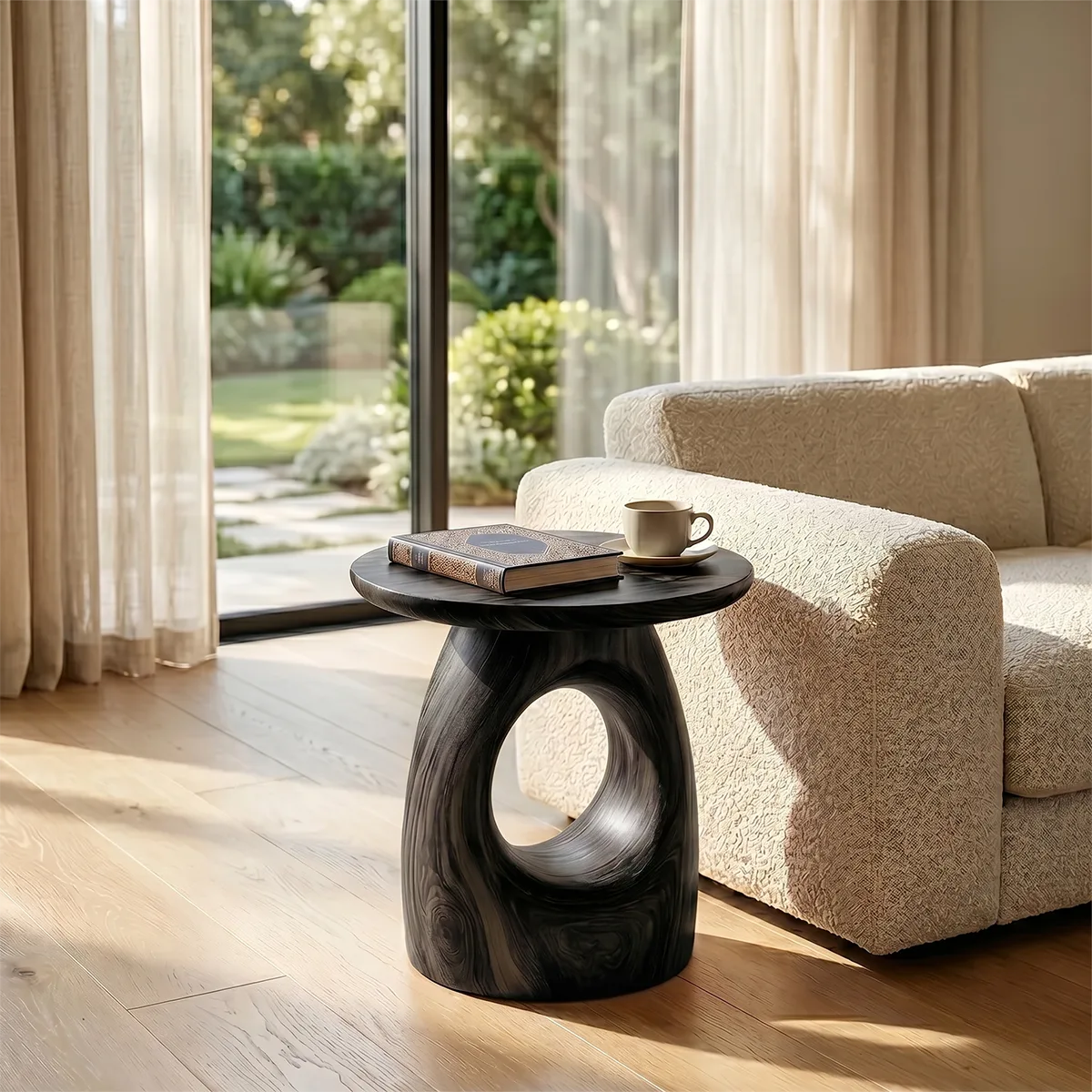 Organic Hollow End Table, Modern Sculptural Side Table for Living Room TH003-7576