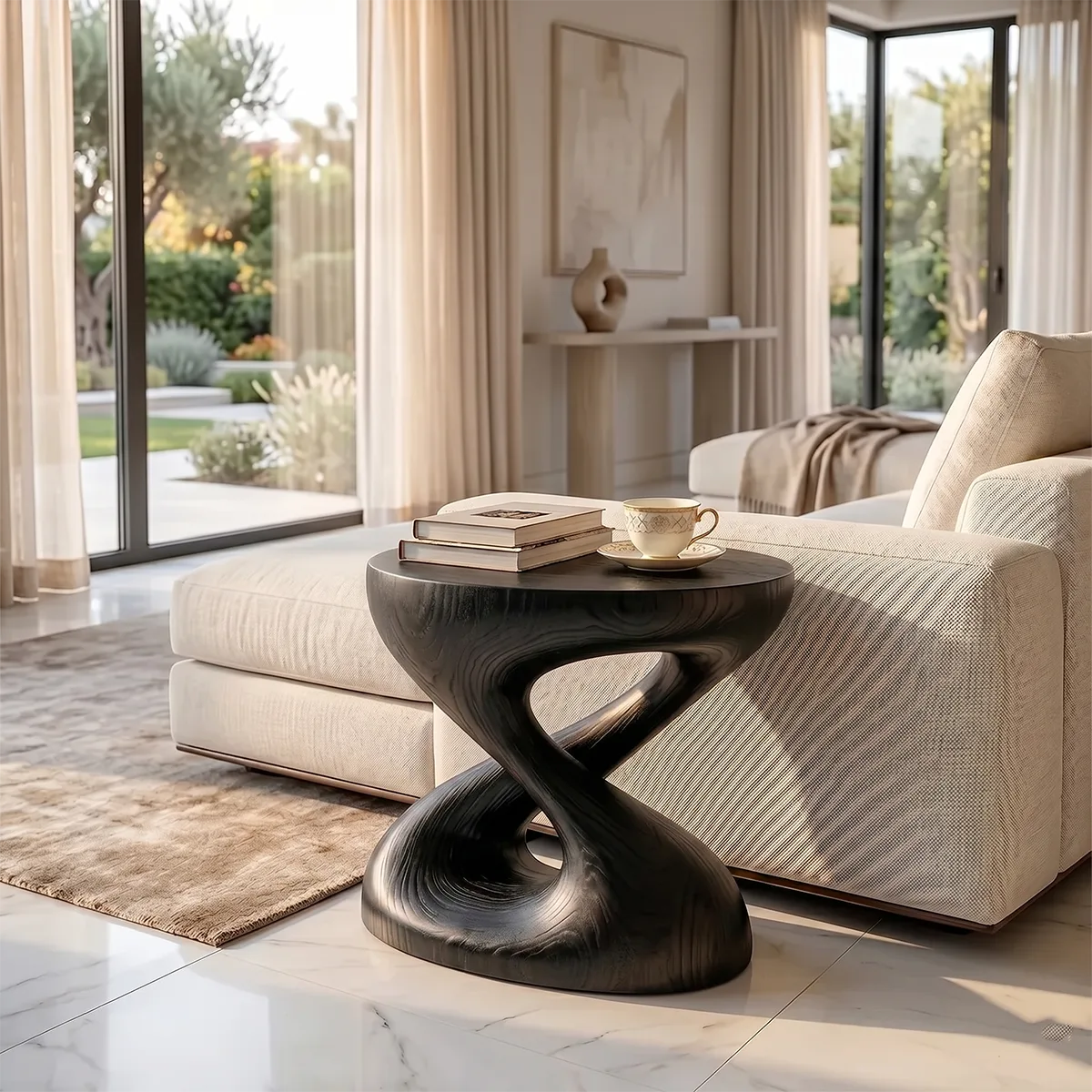 Infinity Twist Sculptural End Table, Modern Side Table for Living Room & Lounge Spaces TH003-6538