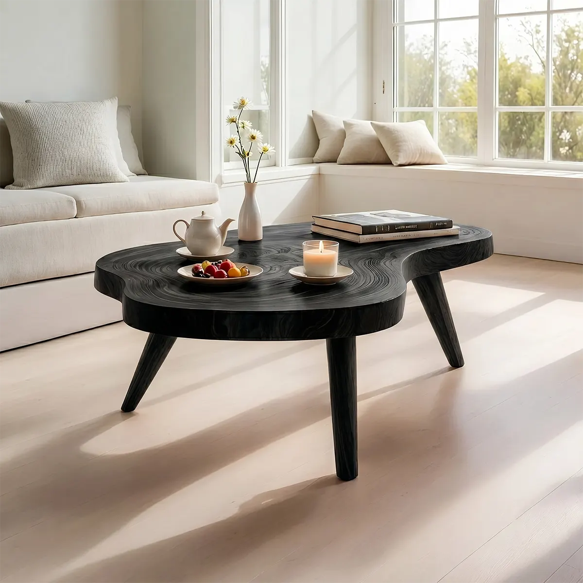 Luxury Handcrafted Solid Wood Coffee Table – Organic Modern Style