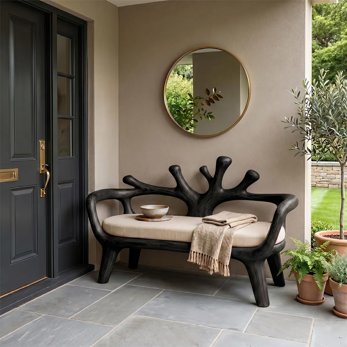 Tree Branch Accent Bench, Organic Sculptural Entryway Seating TH003-9301