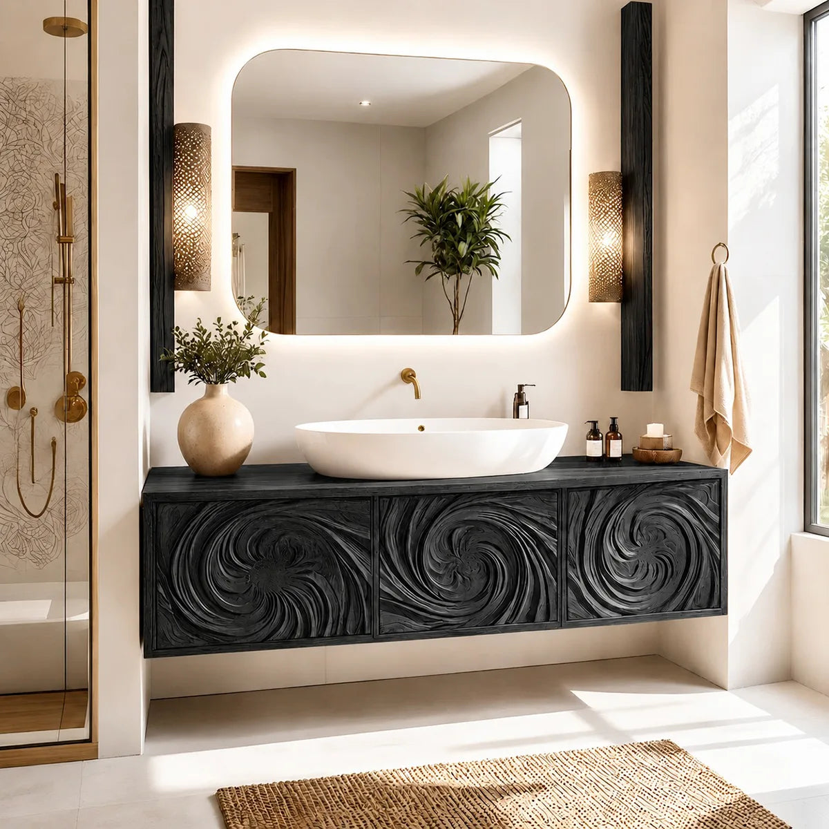 Floating Bathroom Vanity | Modern Wall Mounted Bathroom Cabinet HG021-9026