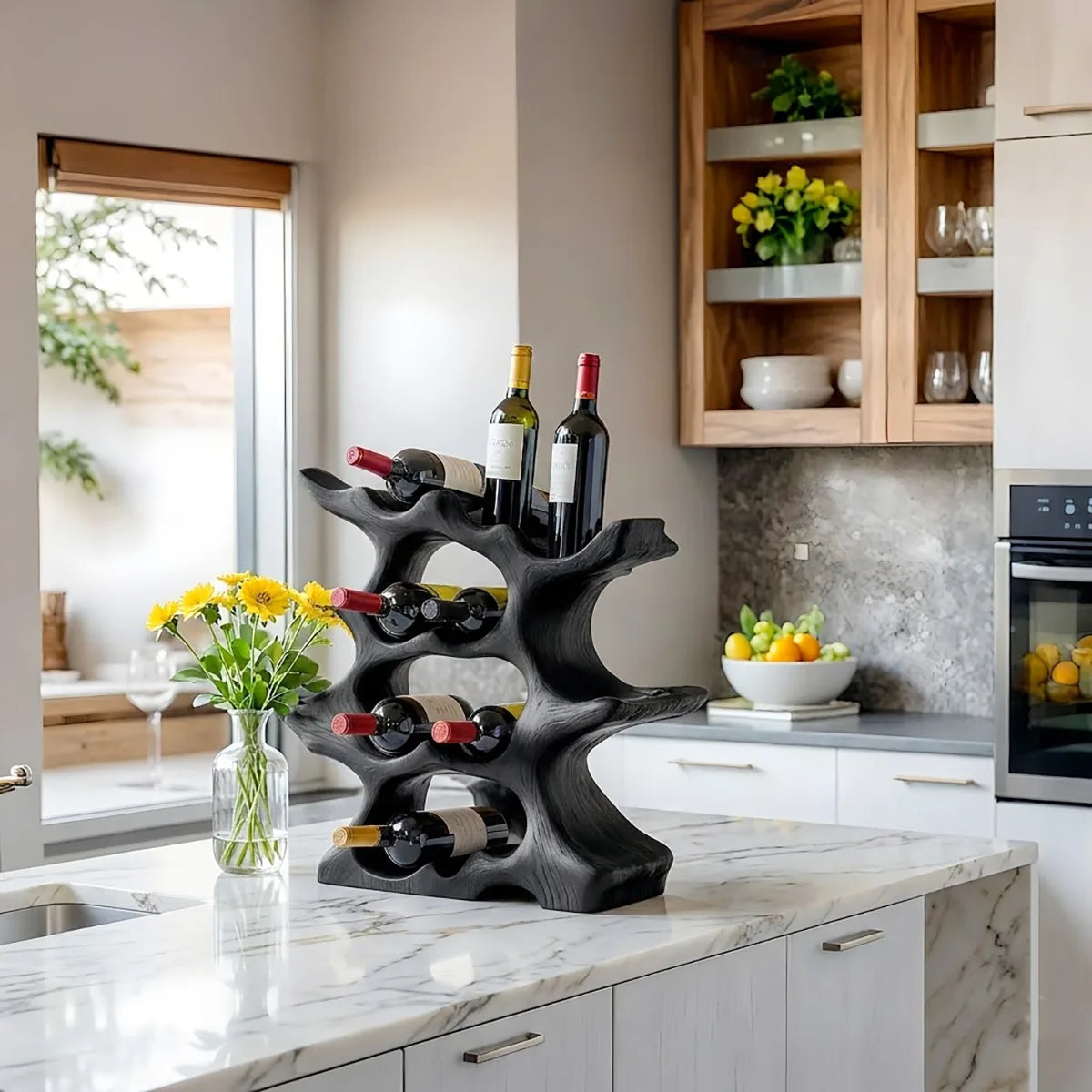 Solid Wood Tree Wine Rack | Handcrafted Bottle Holder HG021-5916