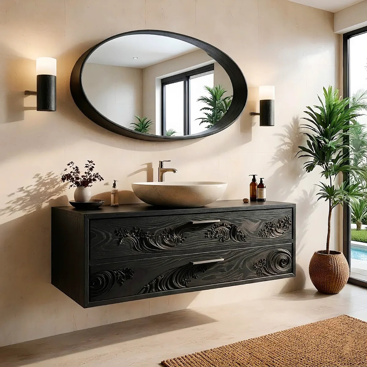 Floating Bathroom Vanity | Modern Decorative Wall Mounted Bathroom Cabinet HG021-2657