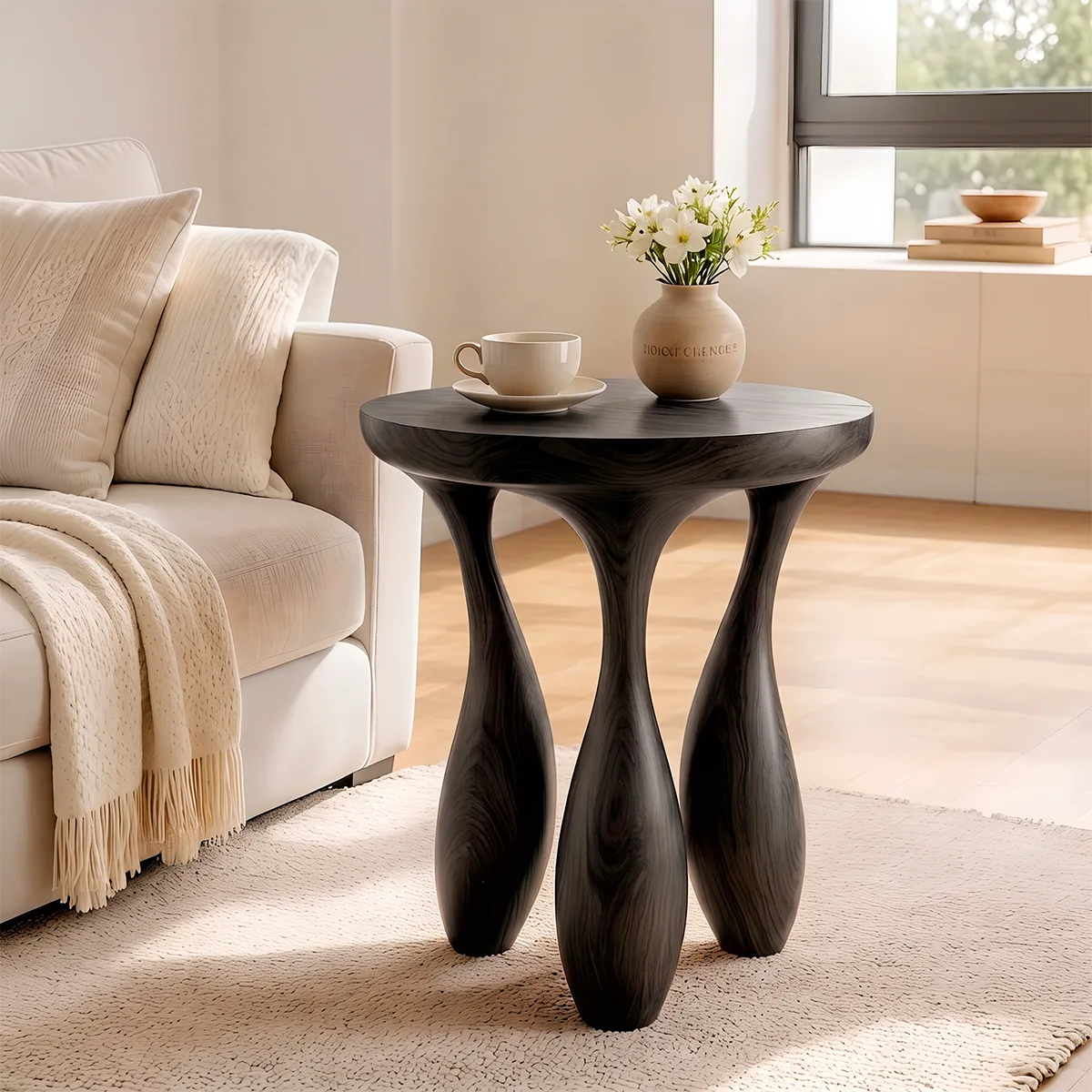 Modern Round End Table | Sculptural Four-Leg Accent Side Table HG021-1610