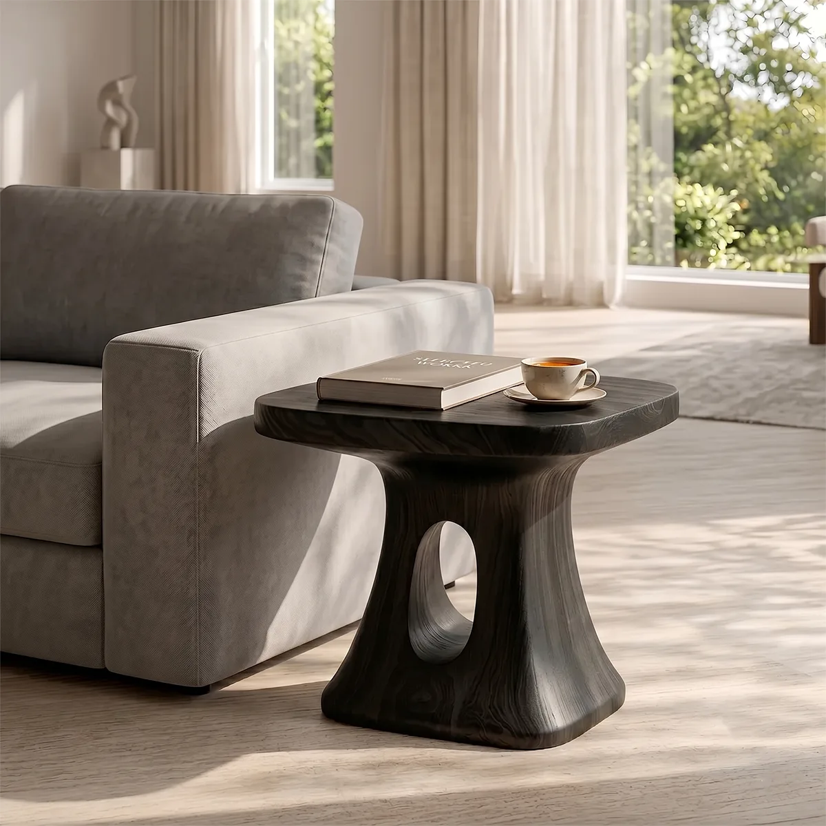 Modern Organic Side Table with Sculptural Open-Cut Base TH003-6097