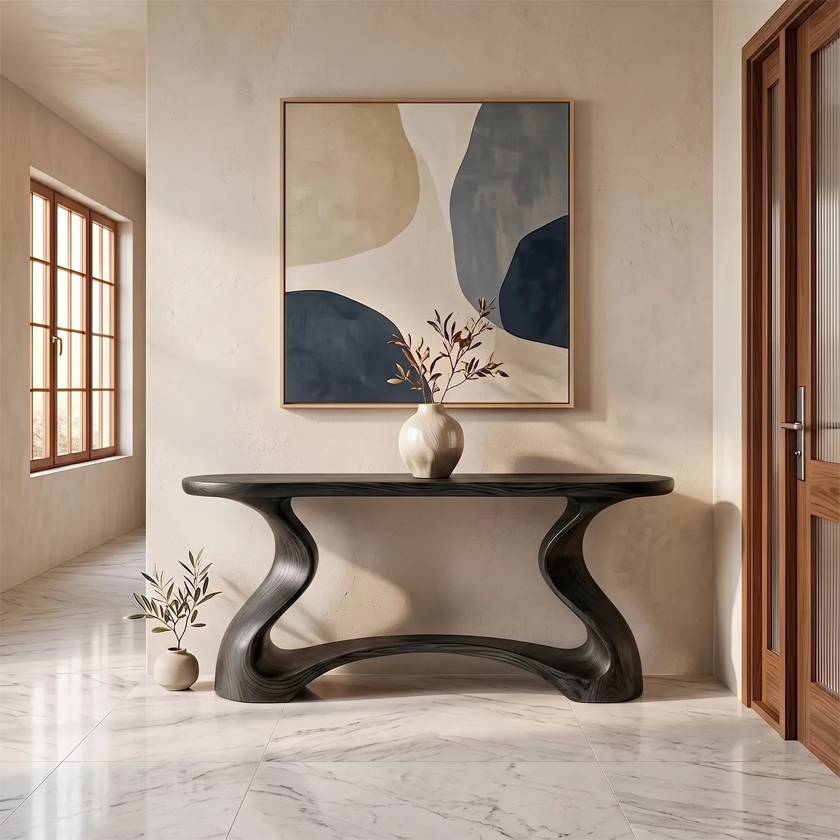 Modern Sculptural Console Table | Organic Entryway Hallway Accent Table TH003-7858