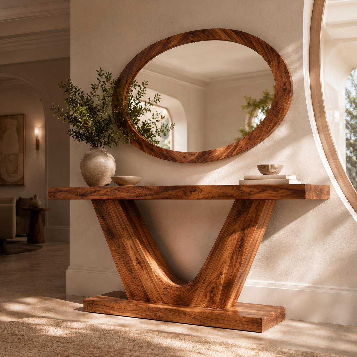 Sculptural Solid Wood Console Table for Entryways, Hallways & Living Rooms TT006-5294