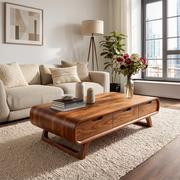 Modern Rounded Coffee Table with 3 Drawers | Mid Century Living Room Storage Table TH003-6LLU2ZO