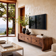 Modern TV Stand with 3 Drawers & Sculptural Curved Legs | Minimalist Media Console TH003-2IWI9LN