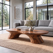 Organic Coffee Table with Sculptural Curved Pedestal Legs | Modern Living Room Center Table TH003-9JMO6OI