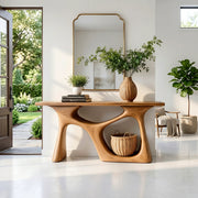 Handcrafted Solid Wood Console Table – Sculptural Foyer Decor