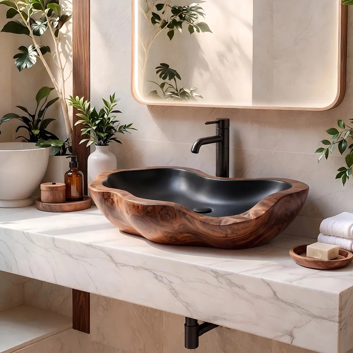 Organic Freeform Vessel Sink | Sculptural Asymmetrical Countertop Bathroom Basin TT006-1UMX3XP