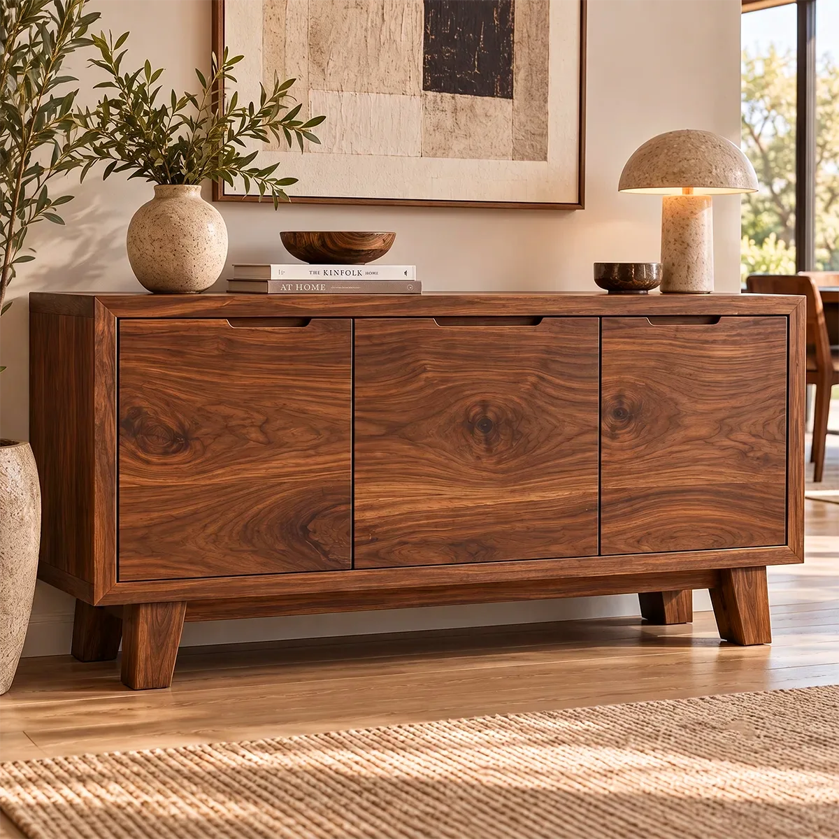 Modern 3-Panel Sideboard with Concealed Storage | Minimalist Living Room Storage Cabinet HG021-3CTB2ZR