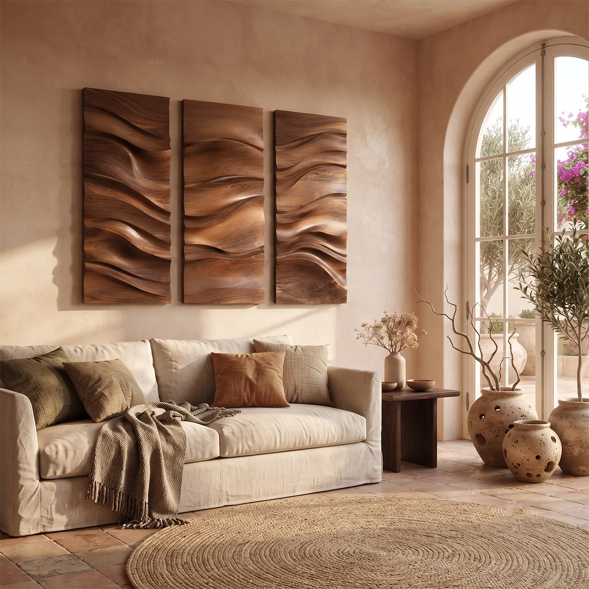 Abstract Wave Wood Wall Art | Vertical Wooden Wall Decor for Living Room, Bedroom & Office TT006-9850