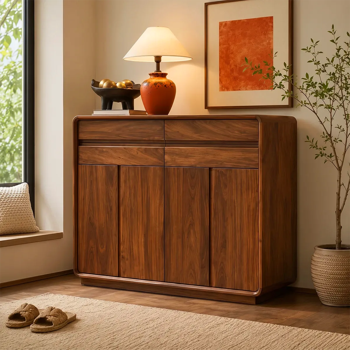 Modern Sideboard with Concealed Storage and Rounded Corners | Rounded Storage Cabinet HG021-9CNZ4OR
