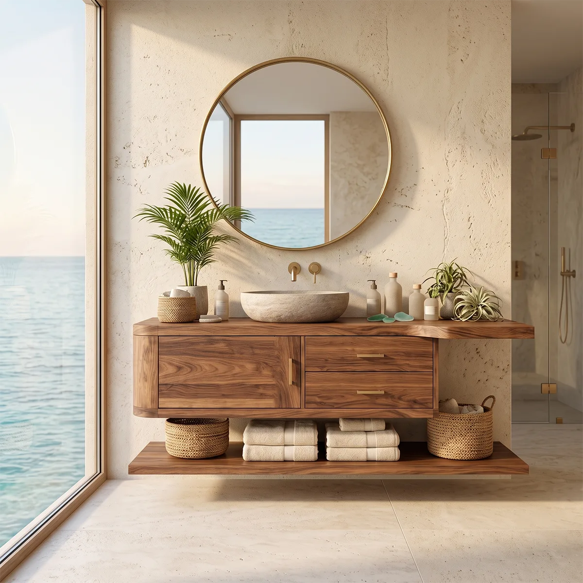 Floating Bathroom Vanity with Drawers & Lower Shelf | Modern Wall Mounted Vanity TT006-1NHY8EM