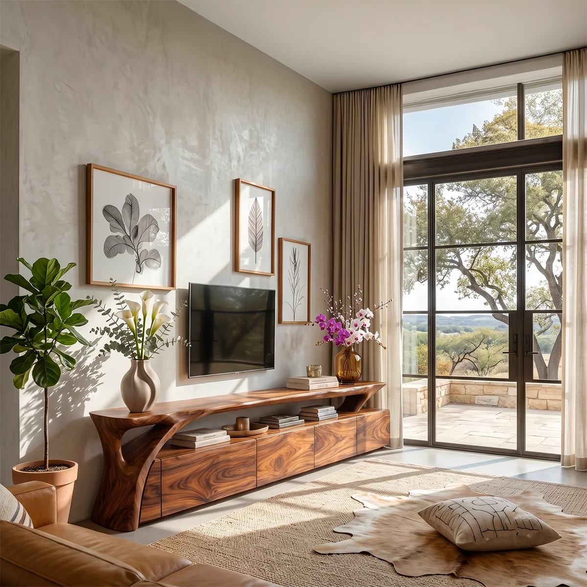 Modern Low Profile TV Stand | Contemporary Media Console with Hidden Storage HG021-6PMK2DQ